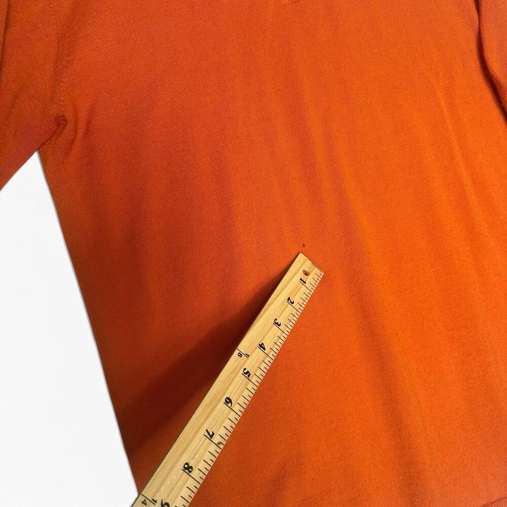 Shanghai Tang 100% Cashmere Sweater Men's M Orange Mandarin Collar Frog Closure - Picture 2 of 10